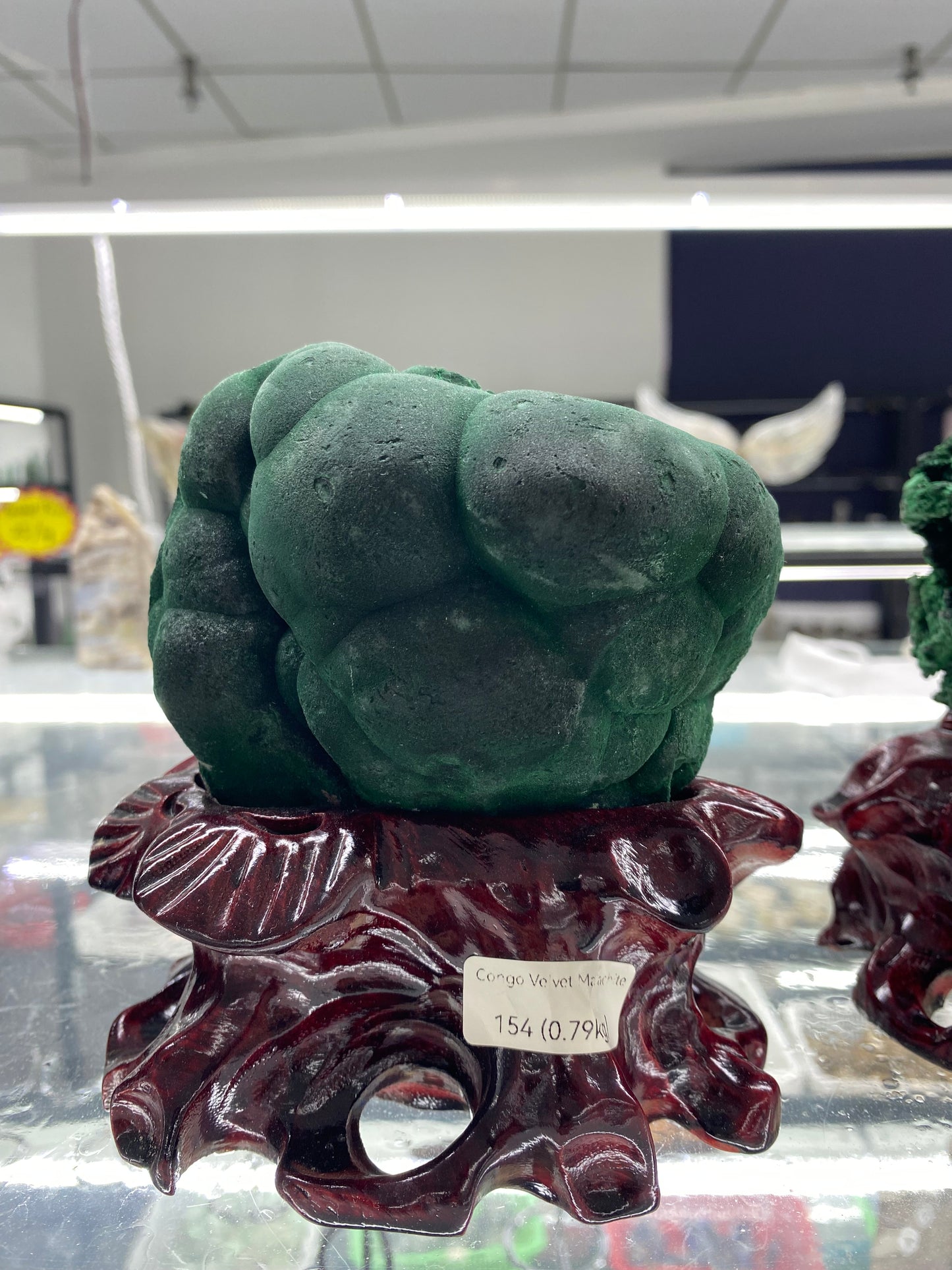 Congo Velvet Malachite with Wooden Stand