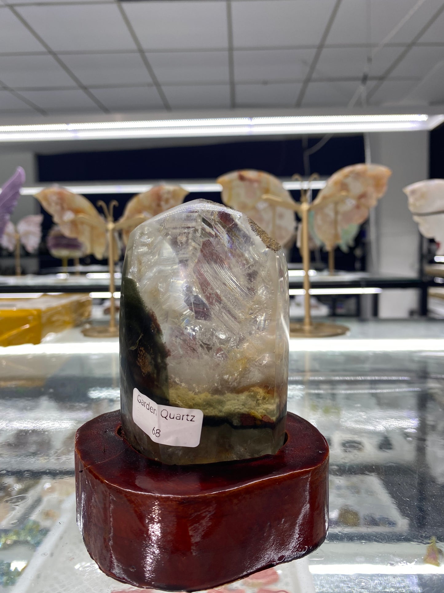 Raw Garden Quartz with Wooden Stand