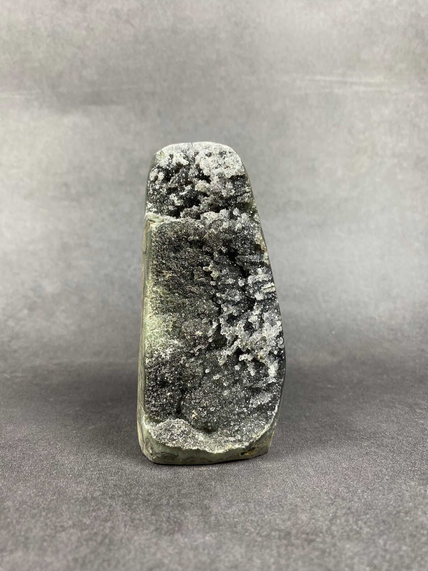 Black Amethyst Specimen with White Druzy