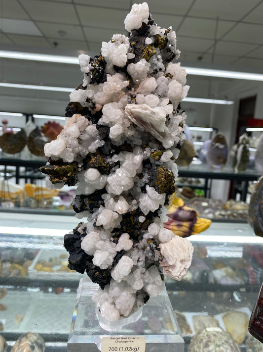 Jiangxi Red Quartz & Chalcopyrite