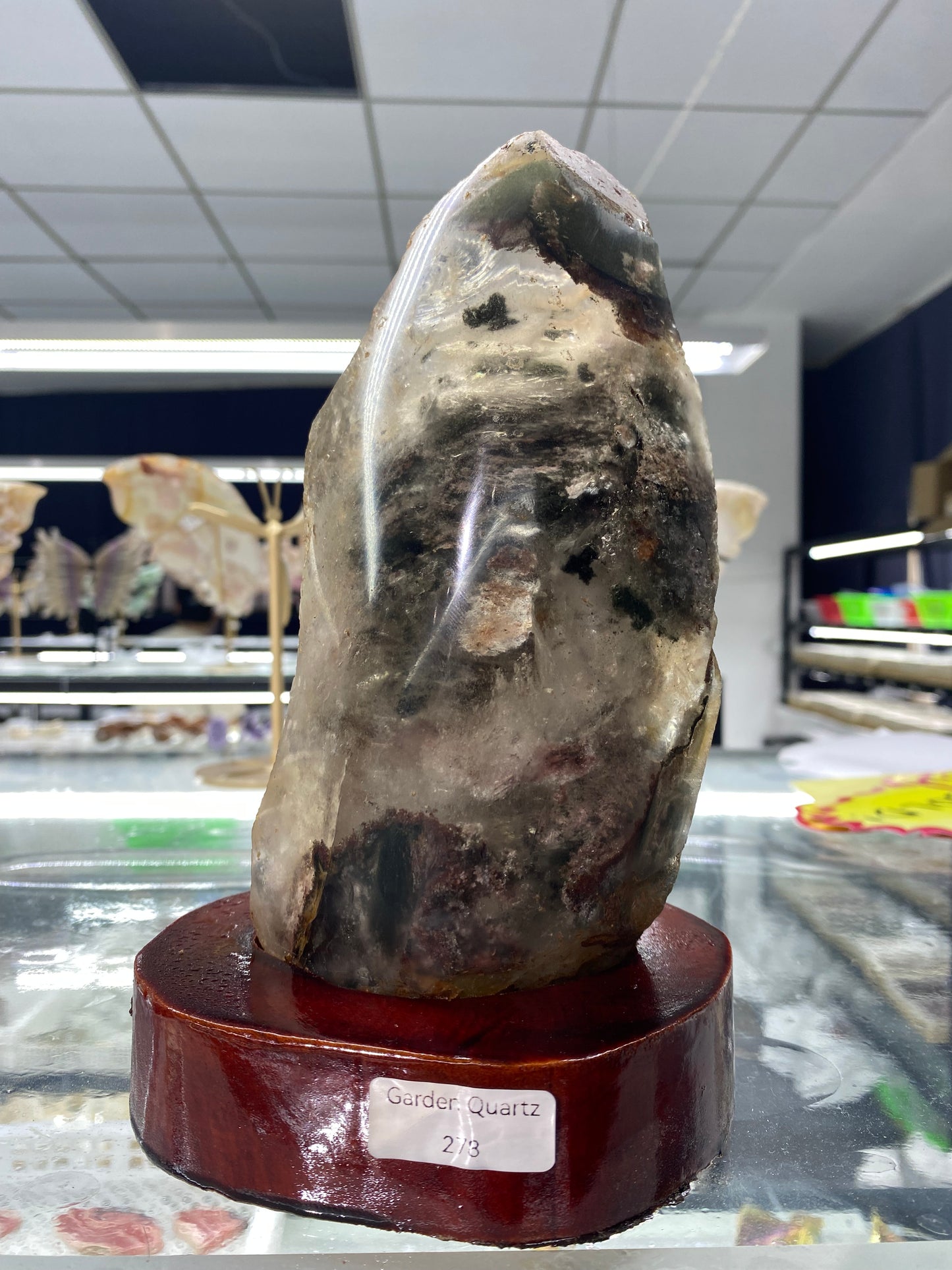 Raw Garden Quartz with Wooden Stand