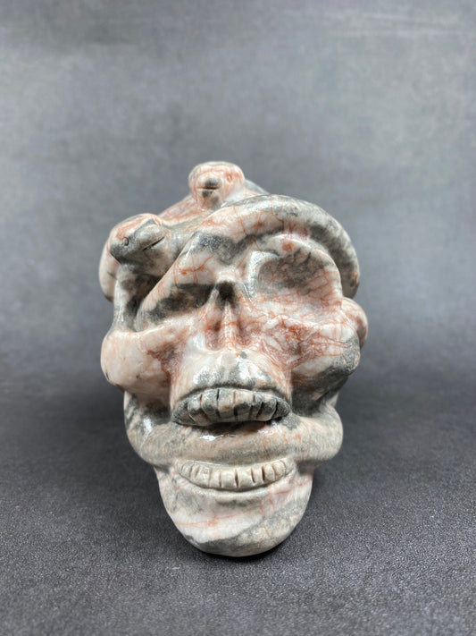 Skull With Snake Carving